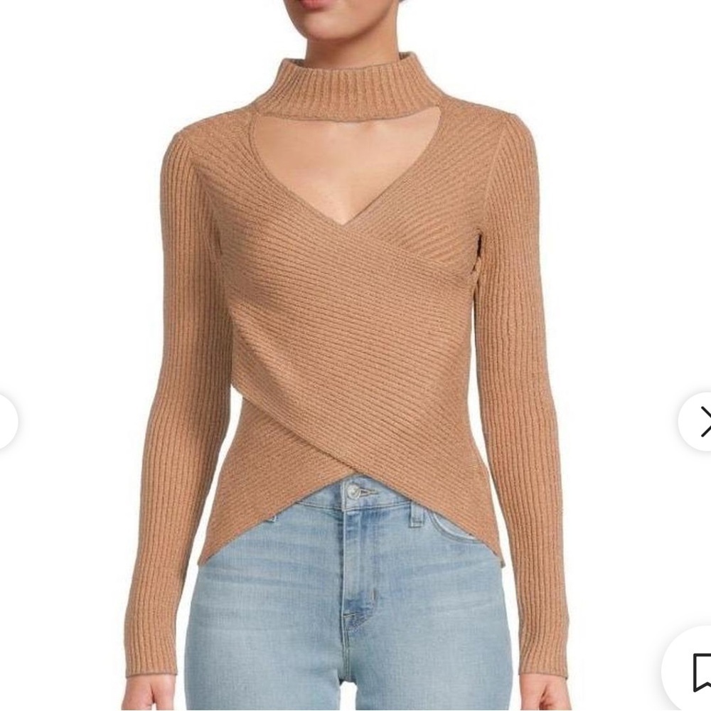 NWOT Astr Tan Front Coutout Sweater